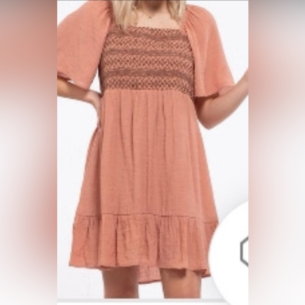 Blu Pepper Embroidered Smocked Dress in Mauve